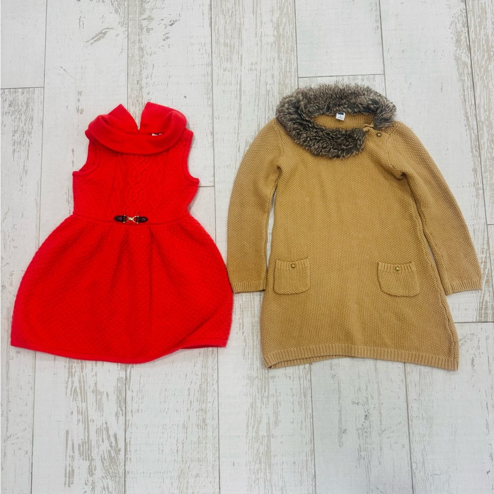 Janie and Jack Red and Tan Dress Set
